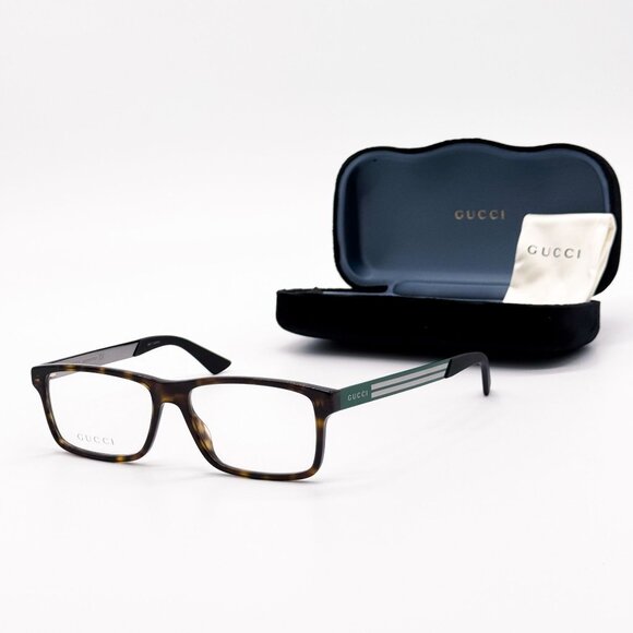 NEW GG0692O 002 GUCCI MEN HAVANA GREEN EYEGLASSES GUCCI - Picture 1 of 9